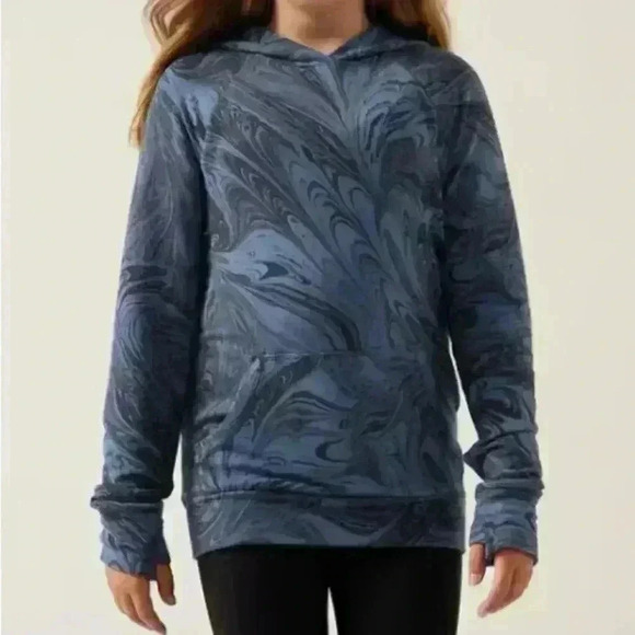 ATHLETA GIRL IN YOUR ELEMENT HOODIE 2.0 IN SUMI MARBLE BLUE  Size Medium 8/10 - Picture 1 of 7